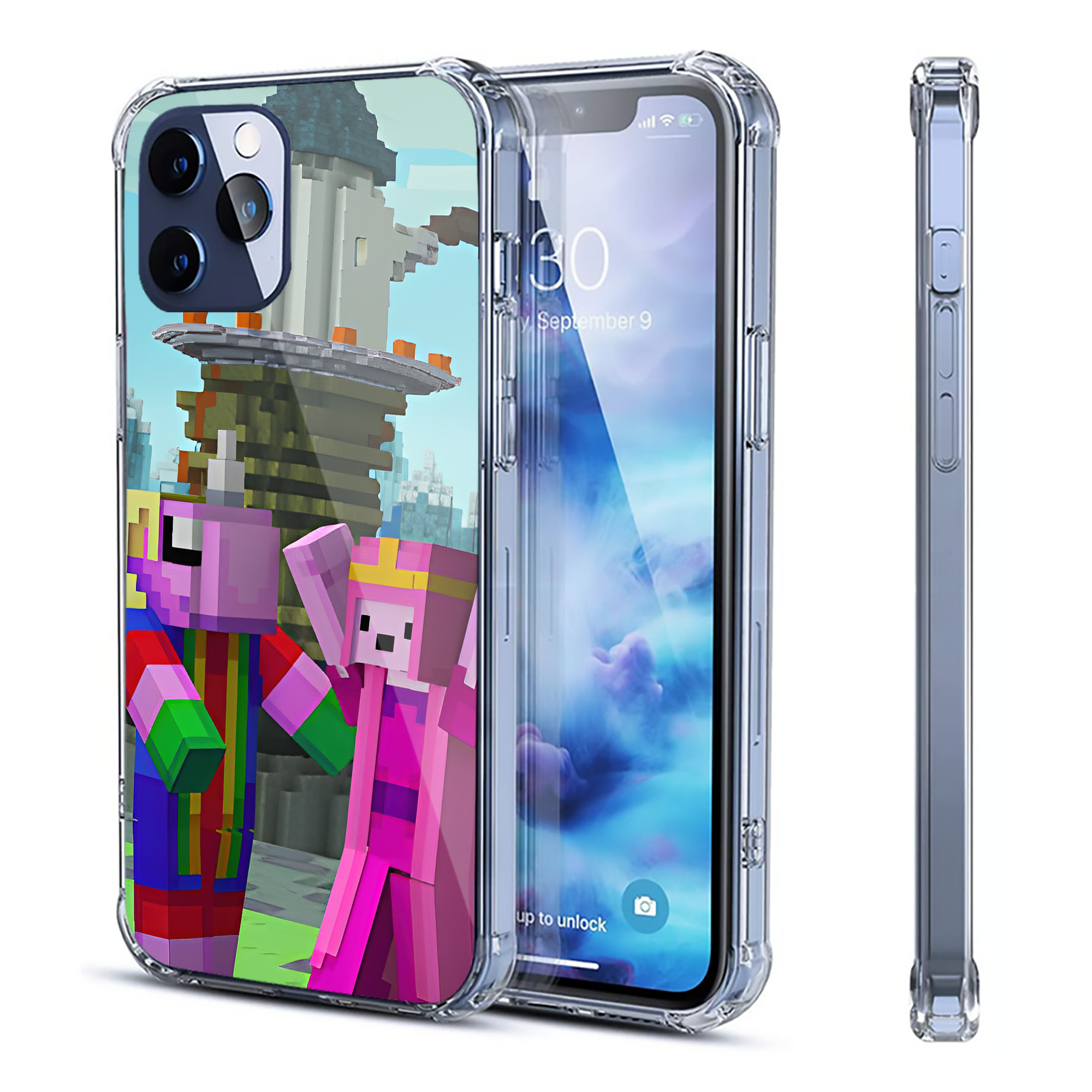 （画像用） マインクラフト ブロックの世界 Minecraft MC Block world 【iPhone 12シリーズ対応】透明スマホケース（クリアソフトケース）